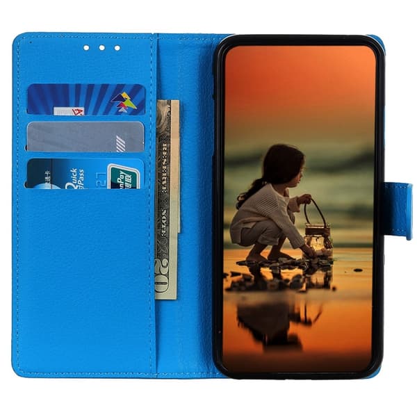 Galaxy S25 Plus / S24 Plus Fodral Litchi Läder Blå