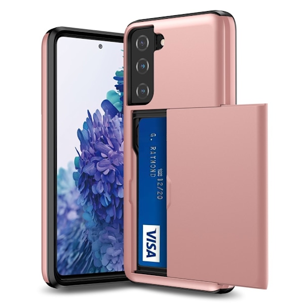 Samsung Galaxy S21 Plus - Skal Med Kortfack - Roséguld Roséguld Roséguld