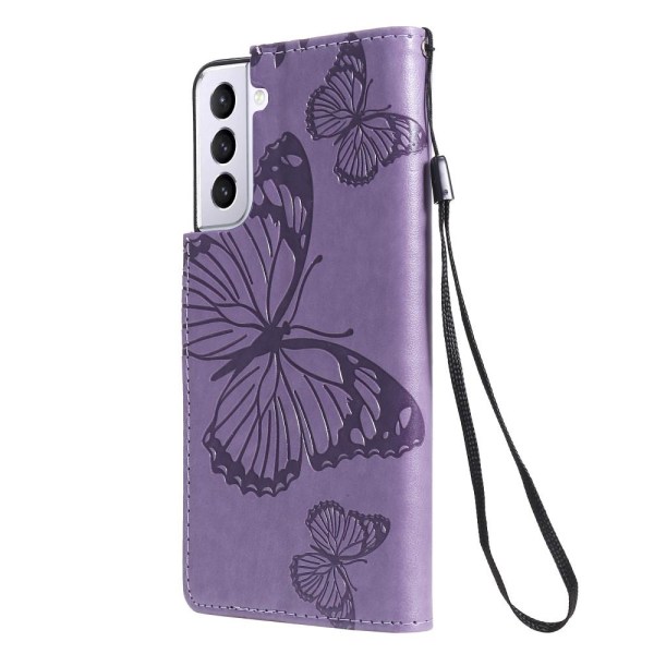 Samsung Galaxy S21 - Butterfly Läder Fodral - Lila Purple Lila