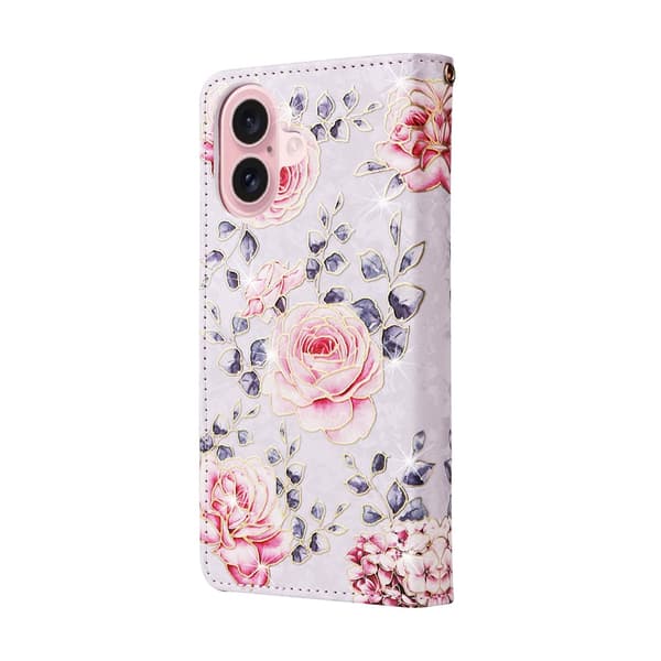 iPhone 17 Fodral RFID Läder Rosa Blommor
