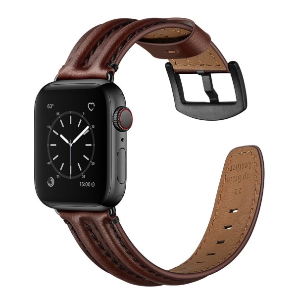 Äkta Läder Armband Apple Watch 42/44/45/49 mm Mörk Brun DarkBrown Mörk Brun