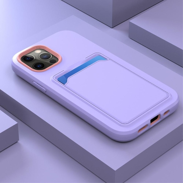 iPhone 13 Mini - Hybrid Skal Med Kortfack - Lila/Rosa