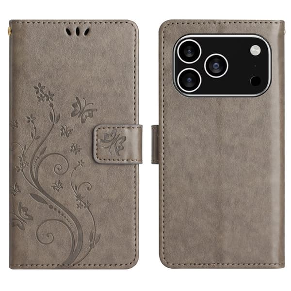 iPhone 17 Pro Fodral Med Blommigt Tryck Grå