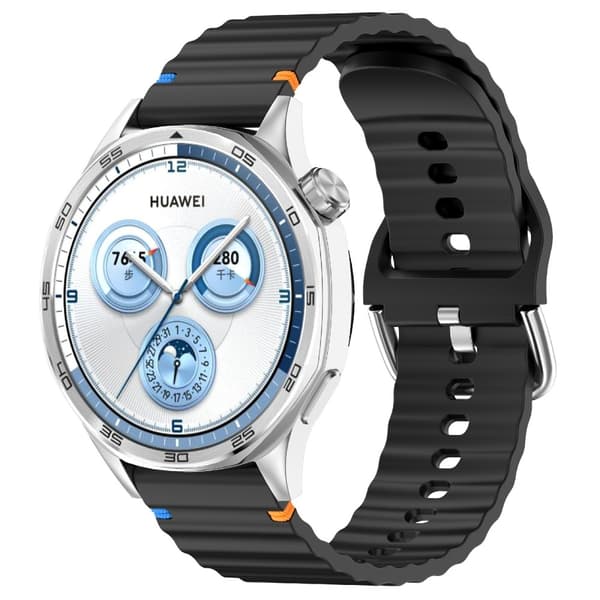Klockarmband 20 mm Silikon Wave Design Svart