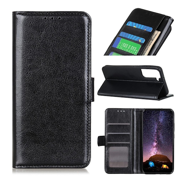 Samsung Galaxy S21 Plus - Retro Läder Fodral - Svart Black Svart