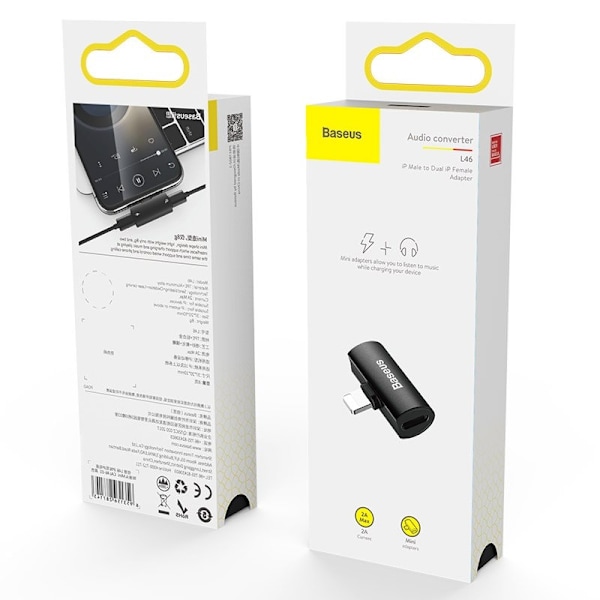 Baseus USB Adapter 2x Lightning Port - Svart Svart