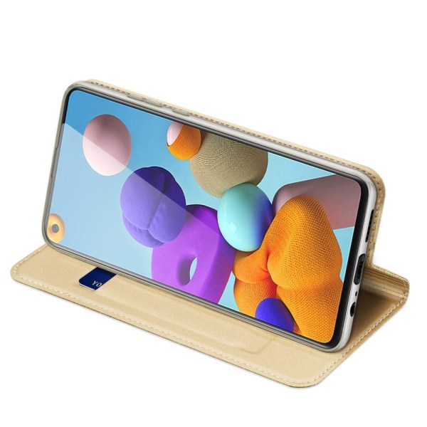 Samsung Galaxy A21s - DUX DUCIS Skin Pro Plånboksfodral - Guld Gold Guld