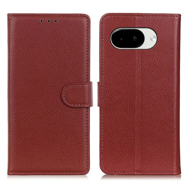 Google Pixel 10a Fodral Litchi Läder Brun