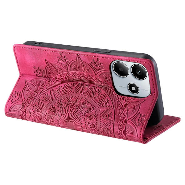 Xiaomi Redmi Note 14 4G Fodral Flip Mandala Läder Rosa