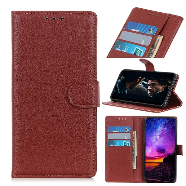 Huawei P40 Lite - Litchi Plånboksfodral - Brun Brown Brun