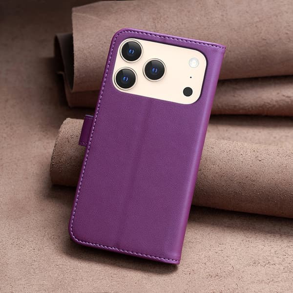 BINFEN iPhone 17 Pro Fodral Läder Mörk Lila