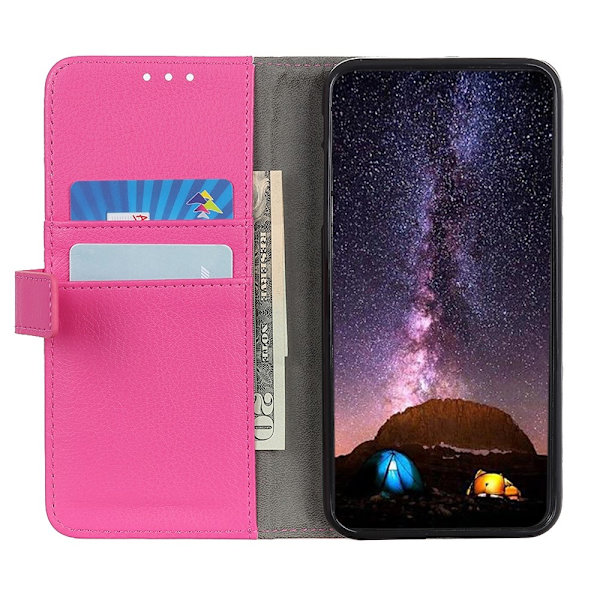 Xiaomi Mi 10T / 10T Pro - Litchi Läder Fodral - Rosa Pink Rosa