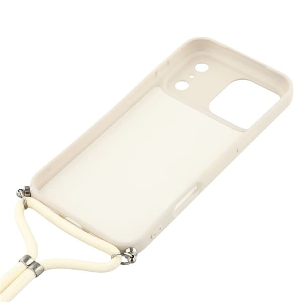 iPhone 17 Pro Skal Med Mobilsnöre TPU Vit