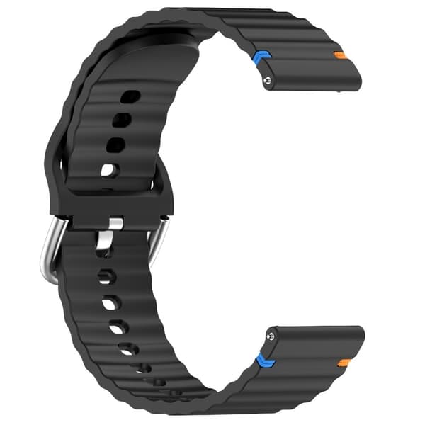 Klockarmband 22 mm Silikon Wave Design Svart