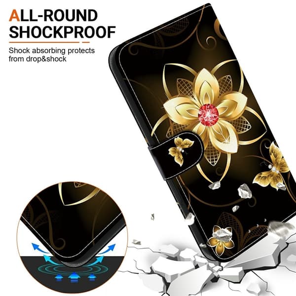 iPhone 17 Pro Fodral Med Tryck Guld Blomma