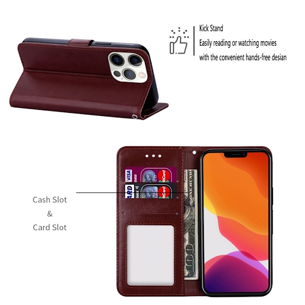 iPhone 13 Pro Max Fodral Crazy Horse Läder Brun Brun