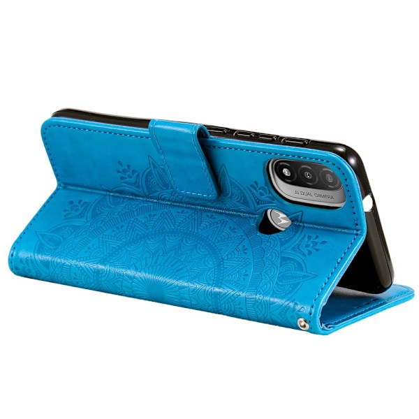 Motorola Moto E20 / E40 Fodral Mandala Läder Blå