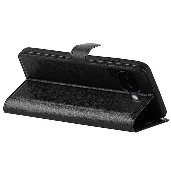 Google Pixel 10a Fodral Litchi Läder Svart