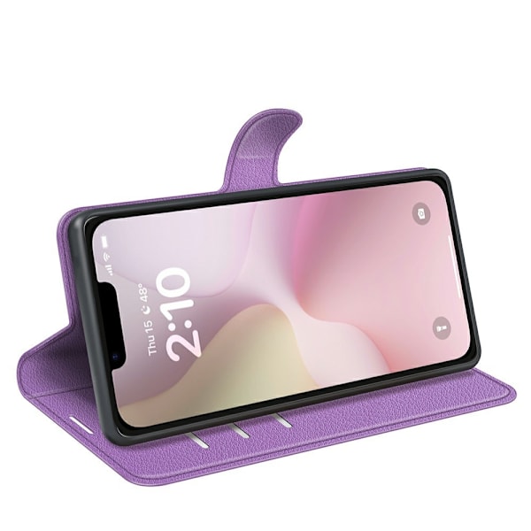 iPhone 16e Fodral Litchi Läder Lila