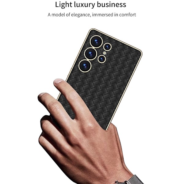 GKK Samsung Galaxy S25 Ultra Skal Vävd Hybrid Läder Grön