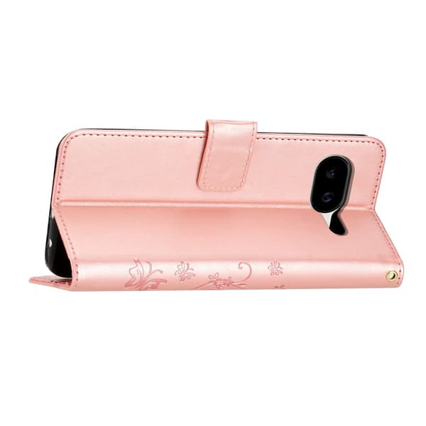 Google Pixel 10a Fodral Med Blommigt Tryck Roséguld