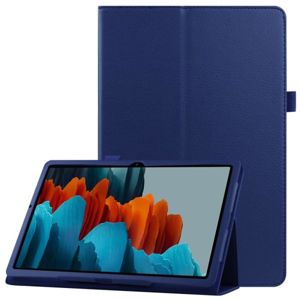 Samsung Galaxy Tab S7 Plus / Tab S8 Plus Litchi Läder Fodral Blå