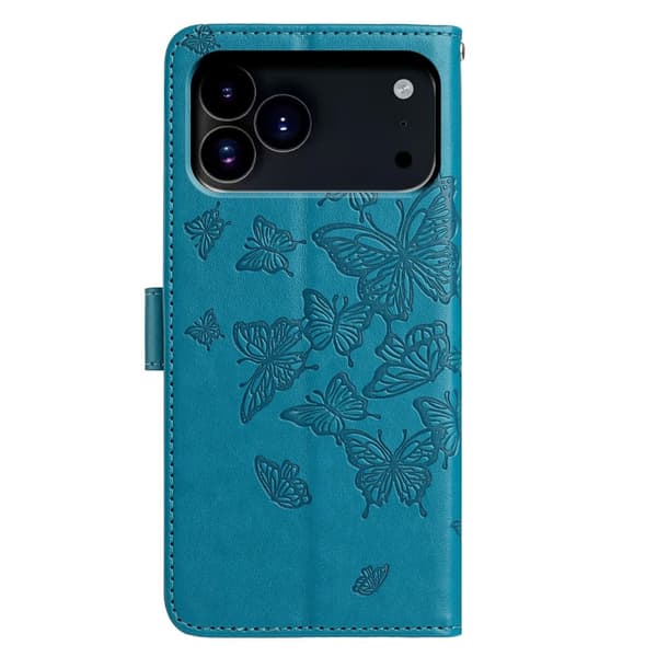 iPhone 17 Pro Fodral Med Fjäril Tryck Blå