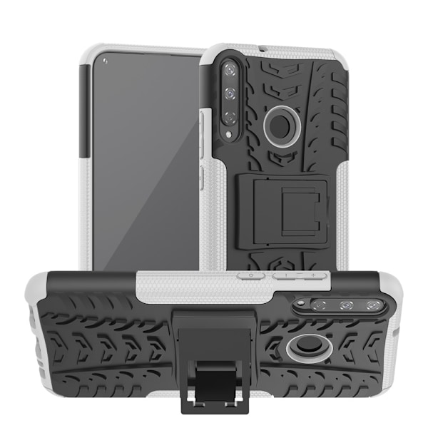 Huawei P40 Lite E - Ultimata Stöttåliga Skalet med Stöd - Vit White Vit