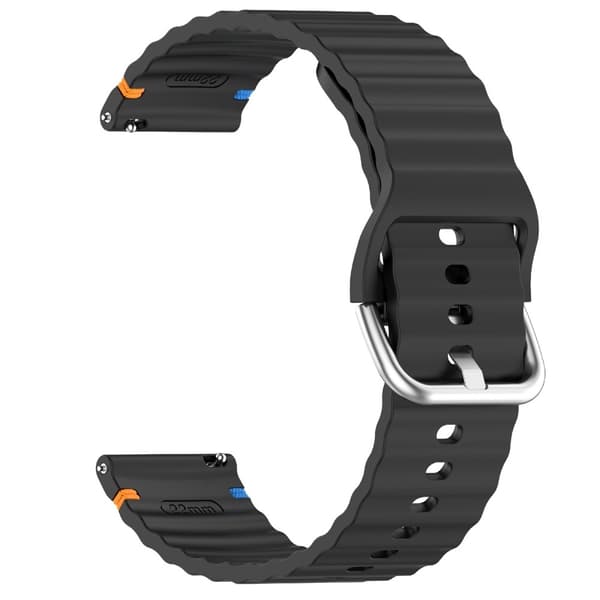 Klockarmband 22 mm Silikon Wave Design Svart
