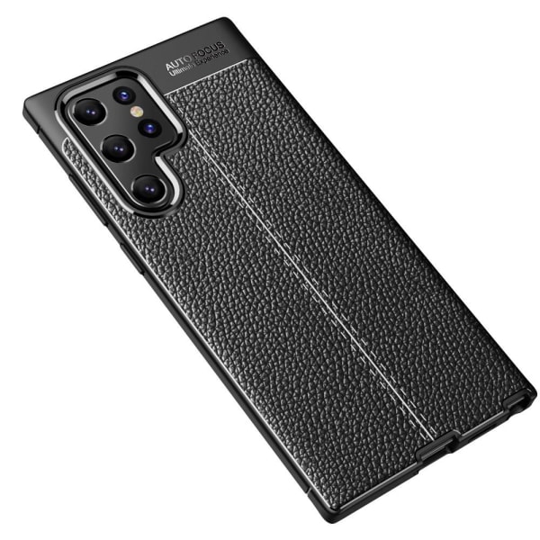 Samsung Galaxy S22 Ultra Skal Litchi Textur Svart