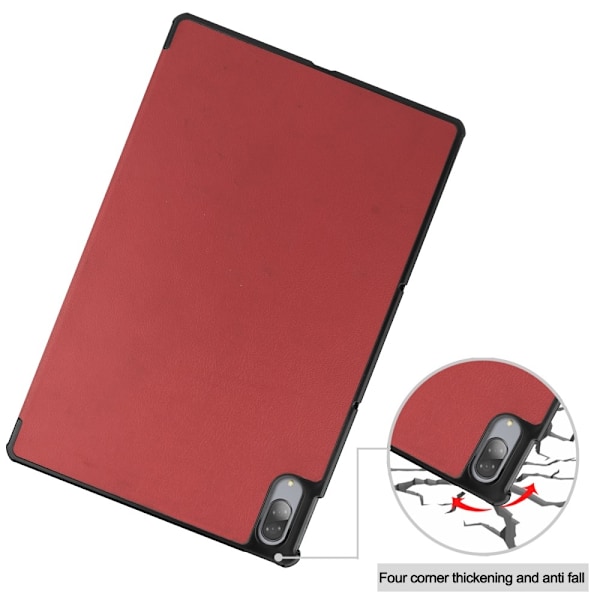 Lenovo Tab P11 Pro - Tri-Fold Läder Fodral - Vinröd