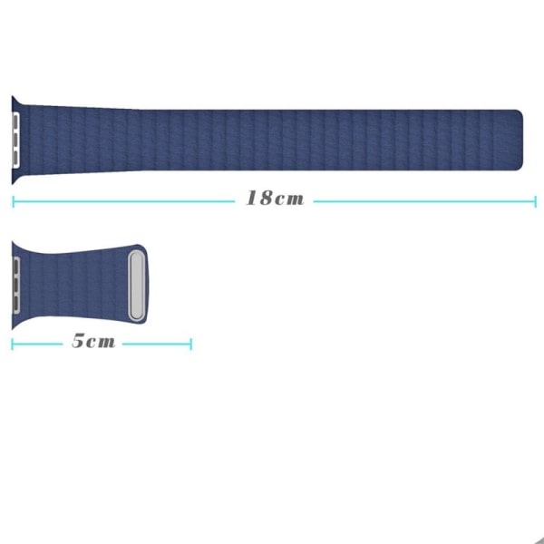 Magnetisk Loop Armband I Äkta Läder Apple Watch 44/42 mm Mörk Bl