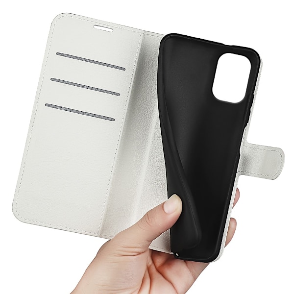 Motorola Moto G55 5G Fodral Litchi Läder Vit