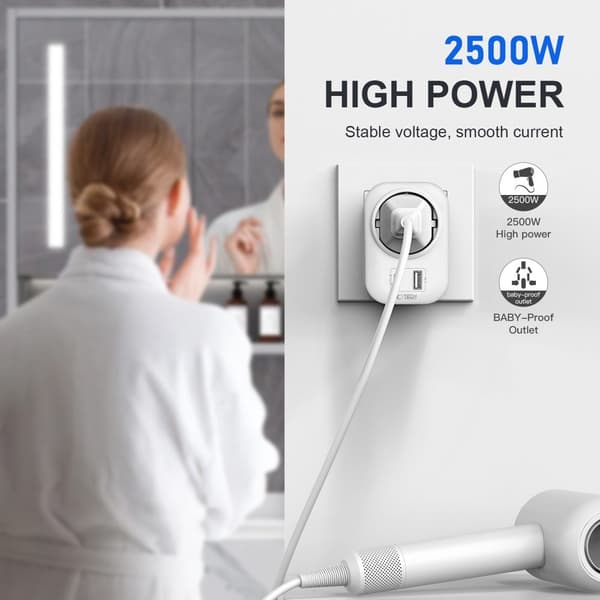 Tech-Protect Reseadapter UK Till EU Vit