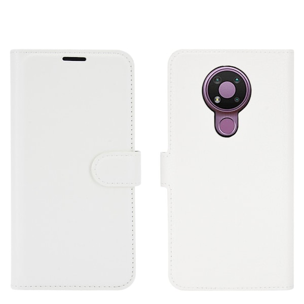 Nokia 3.4 - Litchi Läder Fodral - Vit White Vit