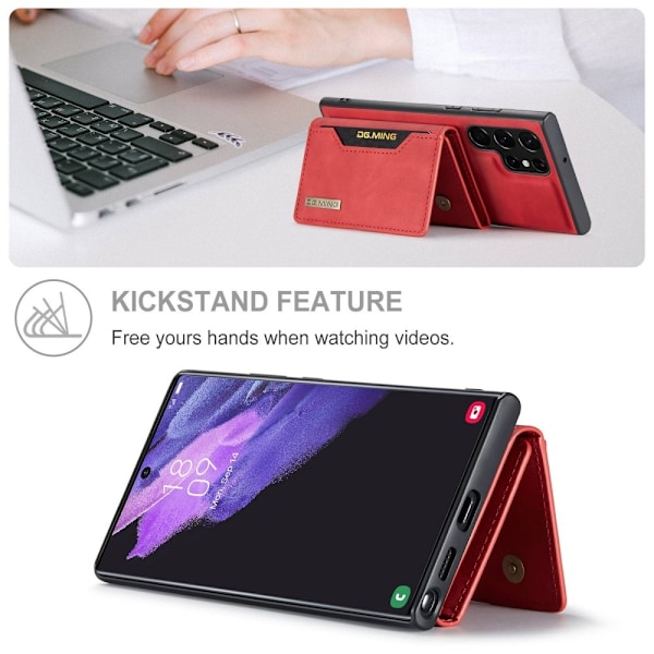 DG.MING Galaxy S23 Ultra Skal Med Magnetisk Plånbok Röd