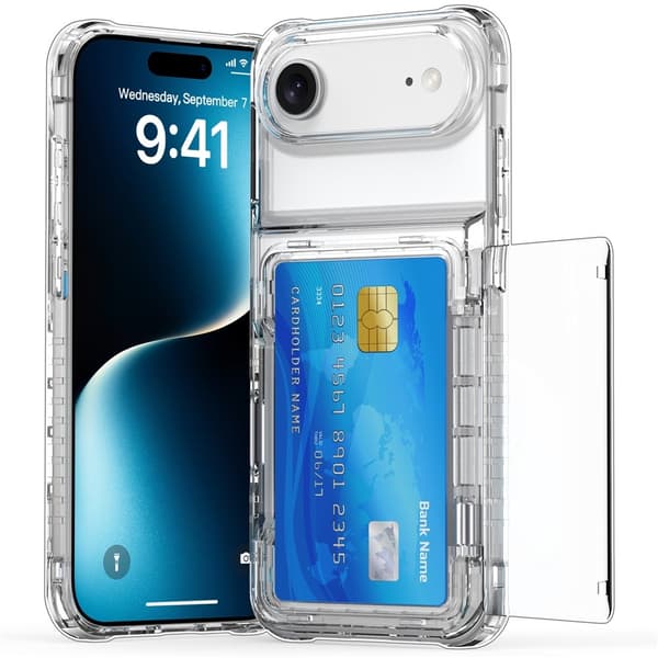 iPhone Air Skal Kickstand Med Kortfack Transparent