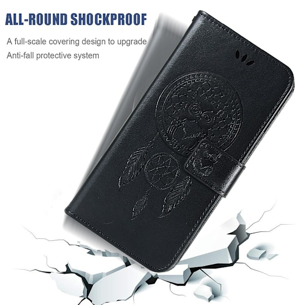 Xiaomi Redmi 9T - Dream Catcher Läder Fodral - Svart Black Svart
