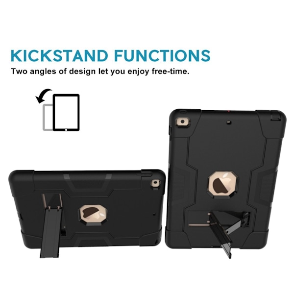 iPad 10.2 2019/2020/2021 Shockproof Hybrid Skal Med Kickstand Svart Svart