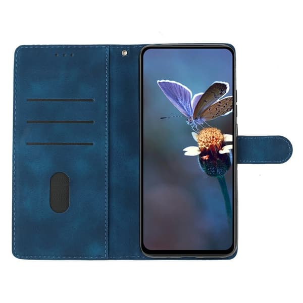 iPhone 17 Pro Max Fodral Med Blommigt Tryck Läder Blå