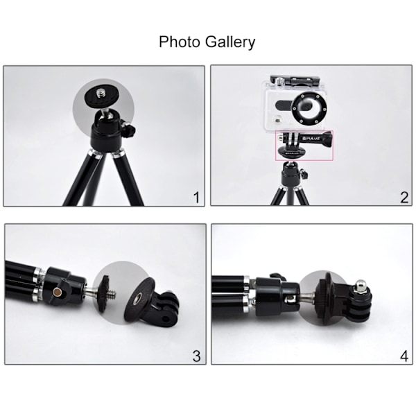 PULUZ Tripod Mount Adapter För GoPro/DJI/Insta360 Actionkameror Svart