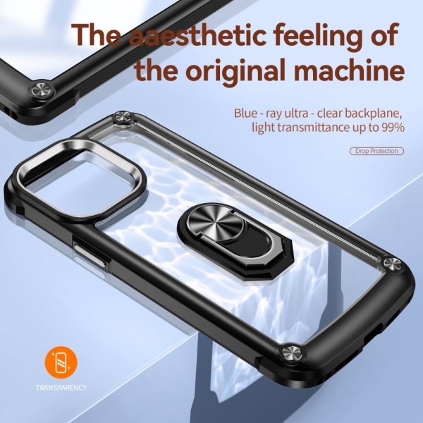 iPhone 15 Pro Max Skal Ring Shockproof Hybrid Svart