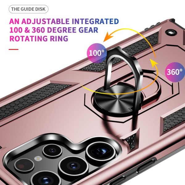 Samsung Galaxy S24 Ultra Skal Ring Hybrid Armor Roséguld