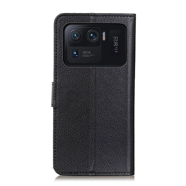 Xiaomi Mi 11 Ultra - Litchi Läder Fodral - Svart Black Svart