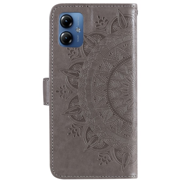 Motorola Moto G54 5G Fodral Mandala Läder Grå
