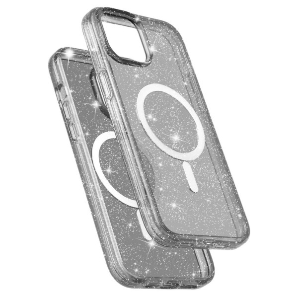 iPhone 15 Plus Skal MagSafe Hybrid Glitter Svart