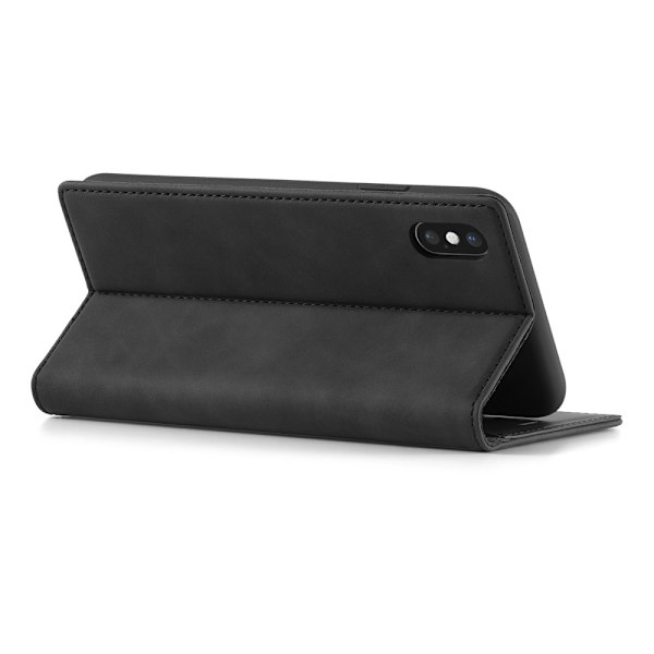 iPhone X/Xs - LC.IMEEKE Läder Flip Fodral - Svart Black Svart