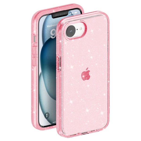 iPhone 17e / 16e Skal Glitter Shockproof Rosa