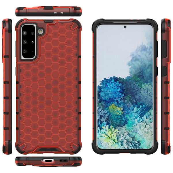 Samsung Galaxy S21 Plus - Armor Honeycomb Textur - Röd Red Röd