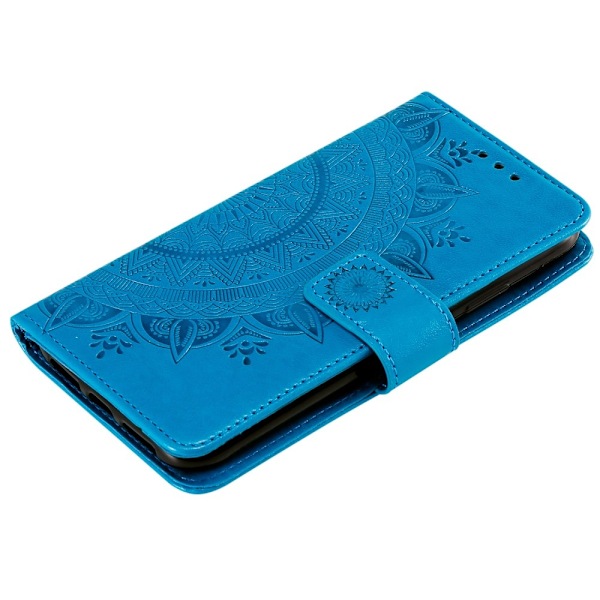 iPhone 13 - Tryckt Mandala Läder Fodral - Blå
